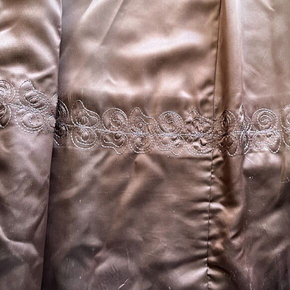 Vintage Trench Coat Women's Large Mink Fur Neck Brown Green 1950s Winter Button - Picture 12 of 14